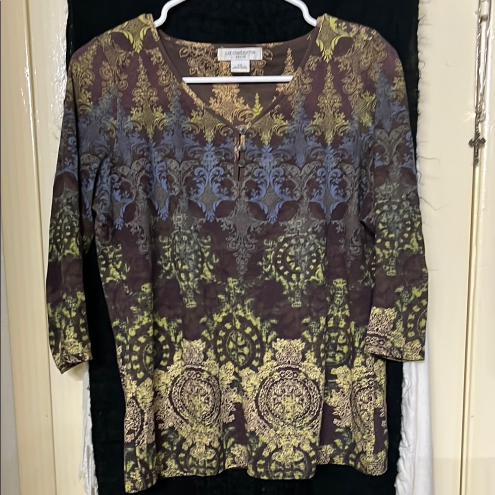 Liz Claiborne Half Sleeve Multicolor Top